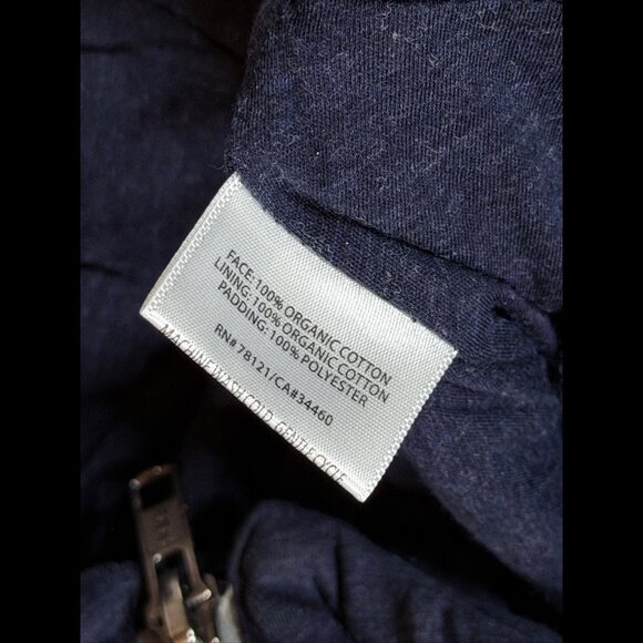 Eileen Fisher Jacket Medium Blue Navy Quilted Asymmetrical Zip Up Organic Cotton - Picture 7 of 7